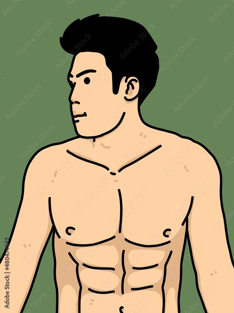 Fototapeta premium cute man cartoon on green background