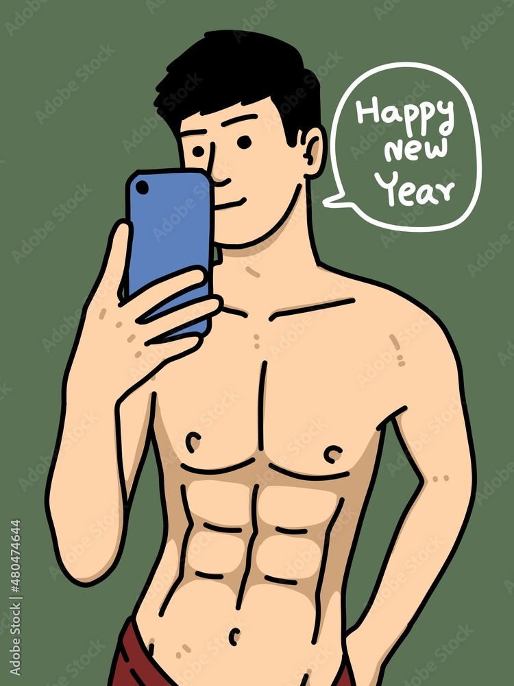 Fototapeta premium cute man cartoon on green background