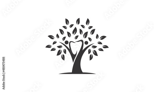 tree with dental symbol logo vector