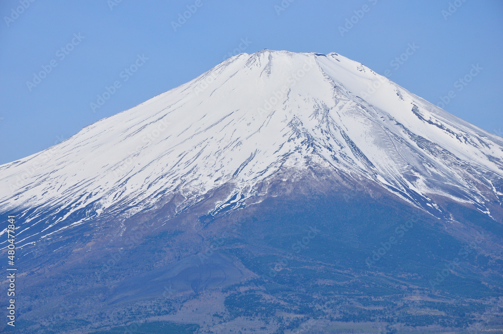 鉄砲木ノ頭の山頂より望む春の富士山
鉄砲木ノ頭の山頂より望む春の富士山