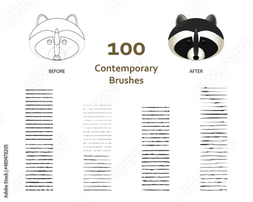 Compilation of 100 mixed art brushes vector for story book illustration, sketch, hand drawing doodle, asemic grunge, dry paint, frame border. Created using AI CS6.