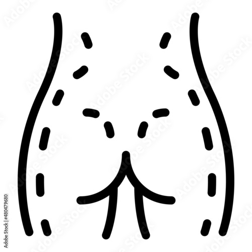 Back leg liposuction icon outline vector. After diet