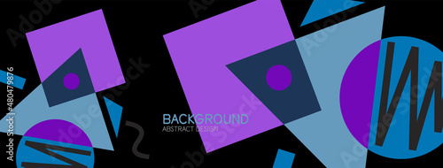 Abstract background. Blocks, lines, triangles, circles composition. Techno or business concept for wallpaper, banner, background, landing page