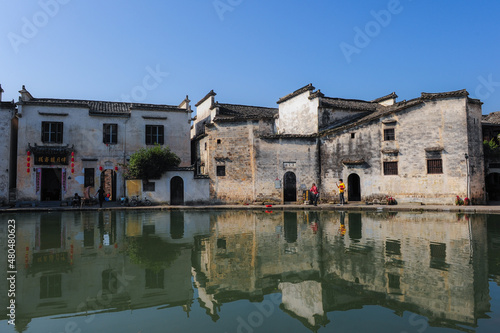 Hongcun Ancient Architectural Village Landscape, October 10, 2011. Yixian County, Huangshan City, Anhui Province, China