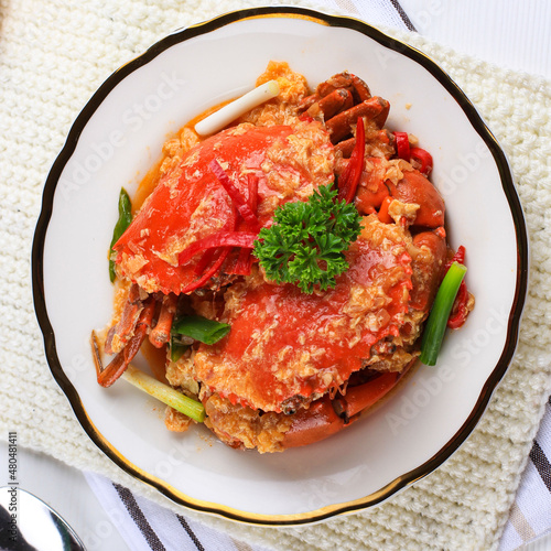 Photography Chilli Mud Crab, Crab with Singaporean Sauce, Special Singapore Cuisine