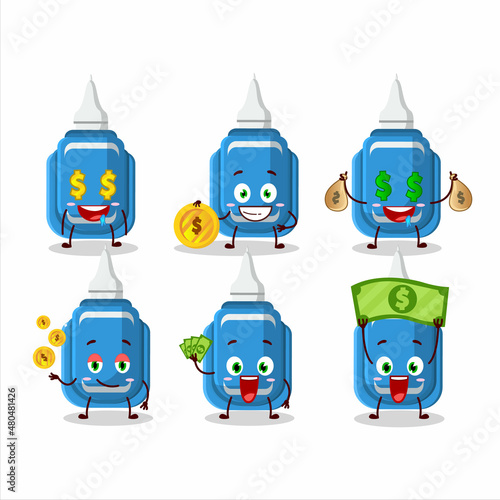 blue correction pen cartoon character with cute emoticon bring money