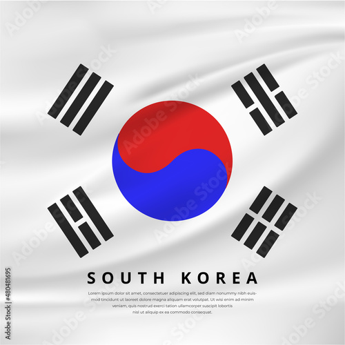 Realistic Flag of South Korea. South Korea Flag vector illustration. South Korea Independence day 