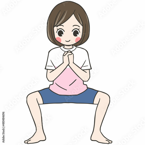 スクワットする女性