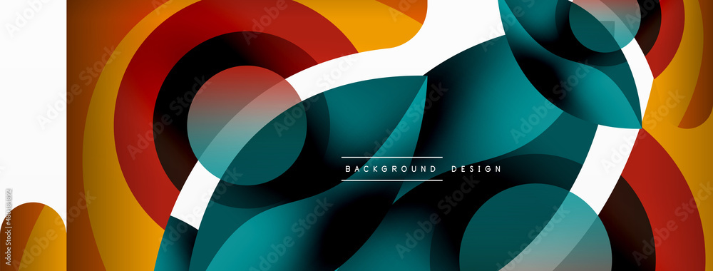 Creative geometric wallpaper. Minimal abstract background. Circle wave and round shapes composition vector illustration for wallpaper banner background or landing page Creative geometric wallpaper. Minimal abstract background. Circle wave and round shapes composition vector illustration for wallpaper banner background or landing page