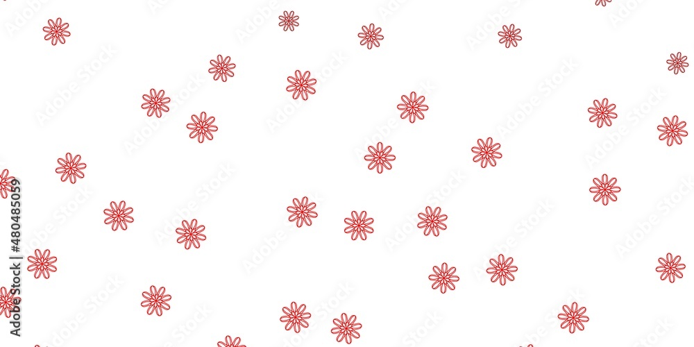 Light Red, Yellow vector doodle template with flowers. Light Red, Yellow vector doodle template with flowers.