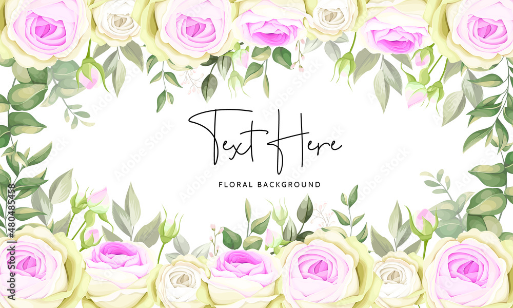 Fototapeta premium Beautiful hand drawn roses floral background