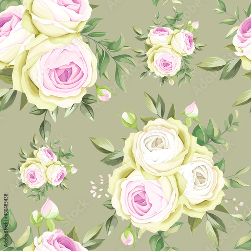 Beautiful hand drawn roses seamless pattern