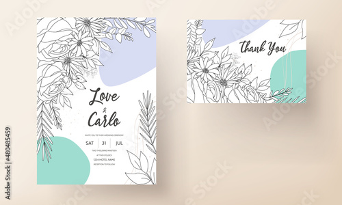 Simple wedding invitation card with peri color abstract background