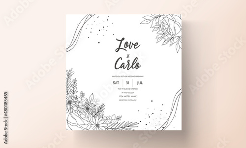 Simple wedding invitation card with peri color abstract background