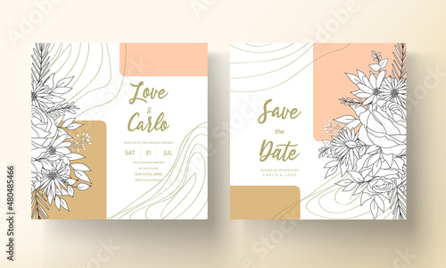 Simple wedding invitation card with peri color abstract background