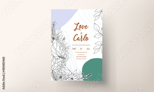 Simple wedding invitation card with peri color abstract background