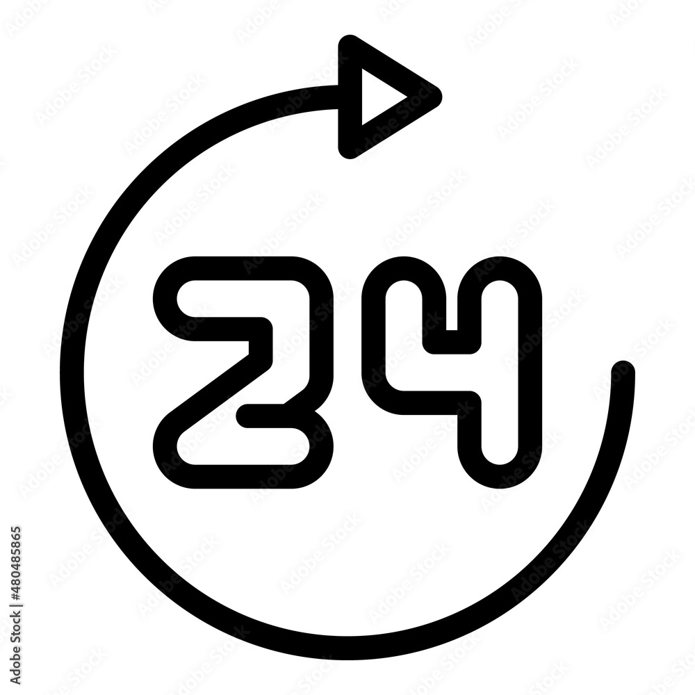 24 hour clock icon outline vector. Timer digital 24 hour clock icon outline vector. Timer digital