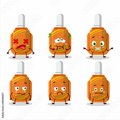 Orange correction pen cartoon character with nope expression