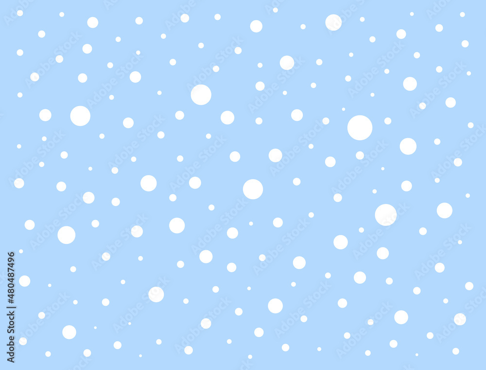 Blue background with white dots like snow. Blue background with white dots like snow.