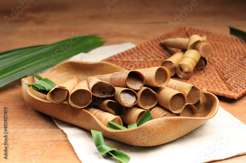 Clorot is Javanese Traditional Food, Made from Rice and Brown Sugar Wrapped with Coconut Leaves