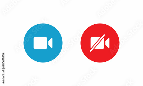 Video Call and Mute Icon Vector in Flat Style