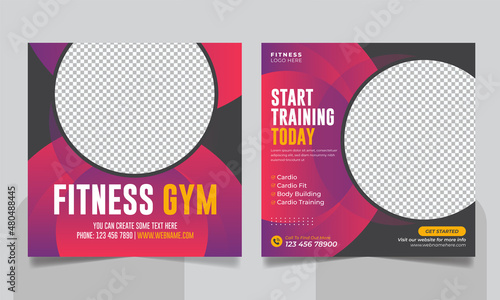 Fitness gym promotional social media instagram post web banner or square flyer template