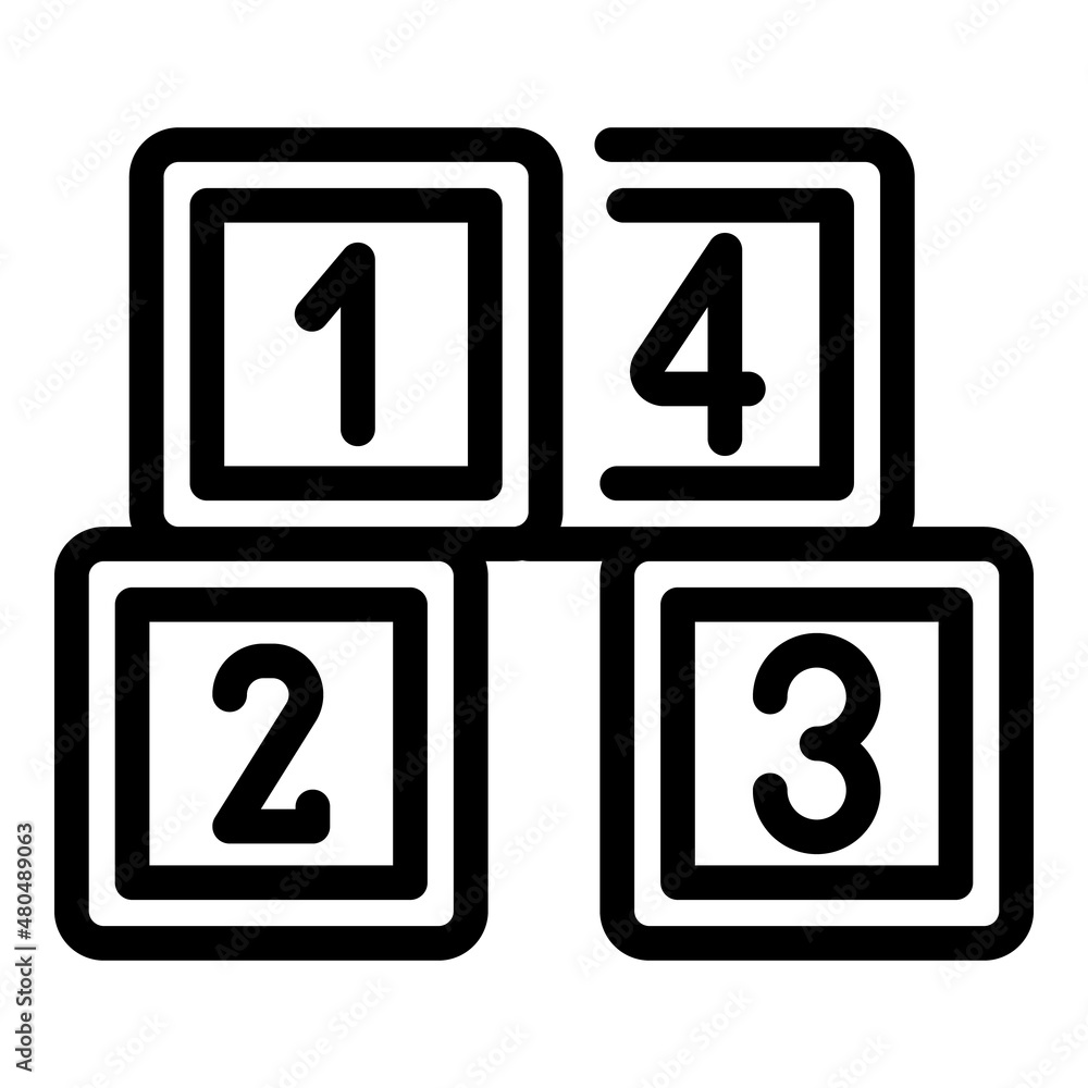 Numbers cubes icon outline vector. Pile cube Numbers cubes icon outline vector. Pile cube