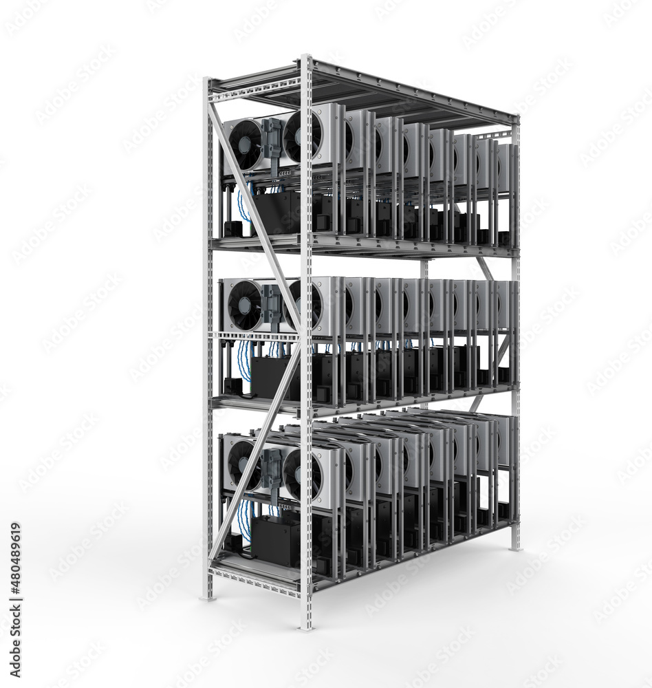 crypto mining farm with graphic card or gpu rack crypto mining farm with graphic card or gpu rack