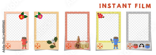 Instant film style frame Setsubun,インスタントフィルムフレーム 節分,SVG