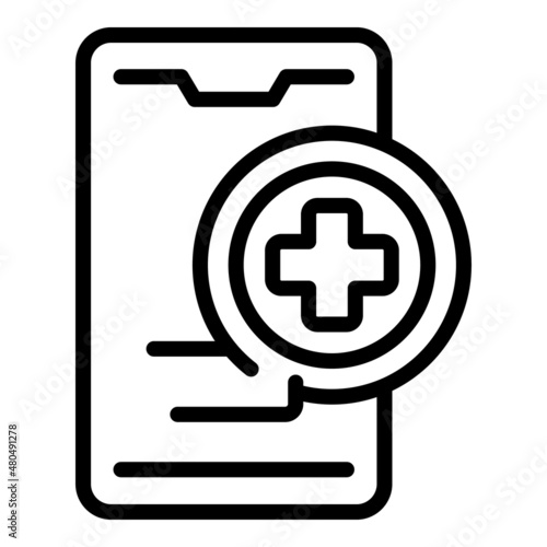 Smartphone medical help icon outline vector. Medica care