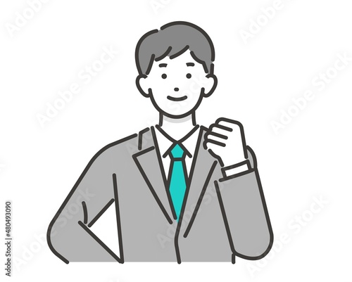 スーツ姿で働く会社員のベクターイラスト素材／ビジネス／ビジネスパーソン／パソコン