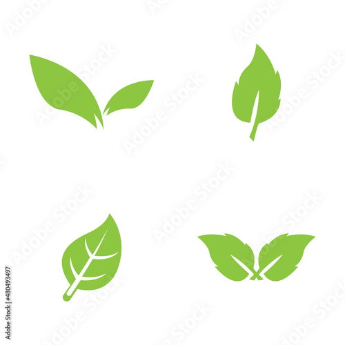 Logos of green Tree leaf ecology