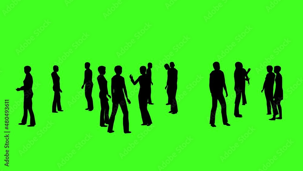 silhouette of people communicate on a green screen or chroma key background, 4k crowd animation, group of people, People in discussion silhouette of people communicate on a green screen or chroma key background, 4k crowd animation, group of people, People in discussion