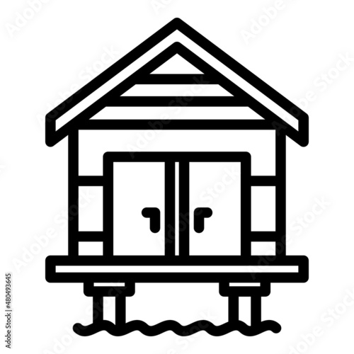 Roof bungalow icon outline vector. Island villa