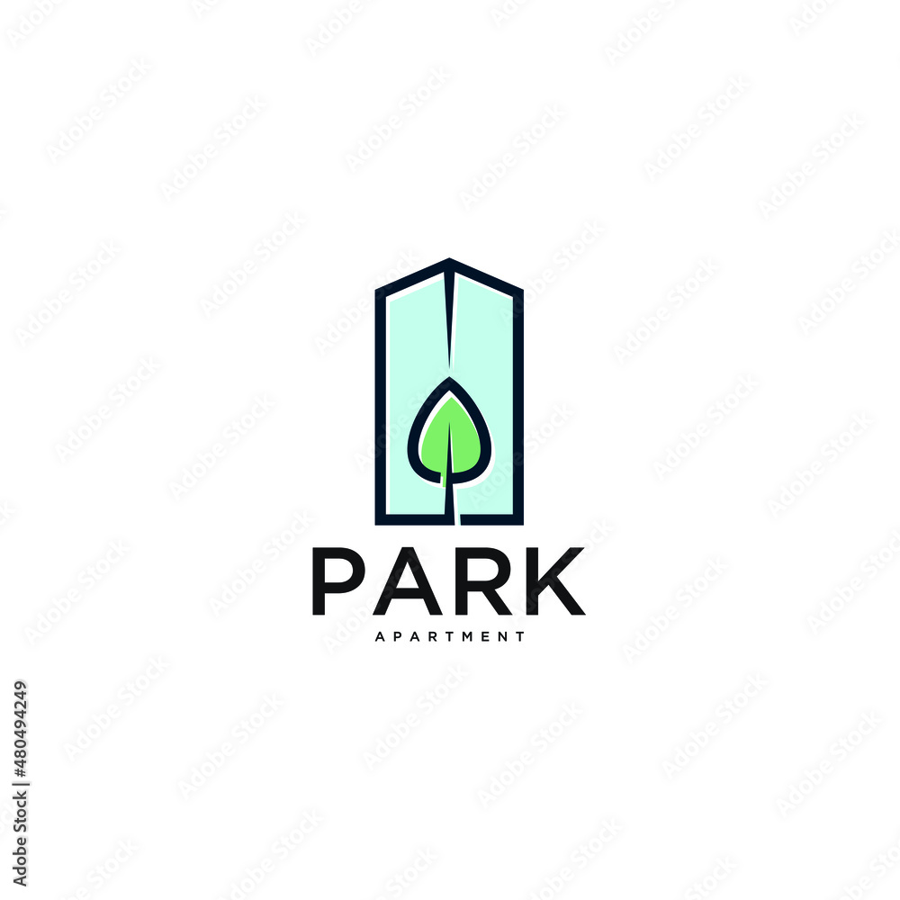building logo design with flat graphic and eco park concept for real estate building logo design with flat graphic and eco park concept for real estate