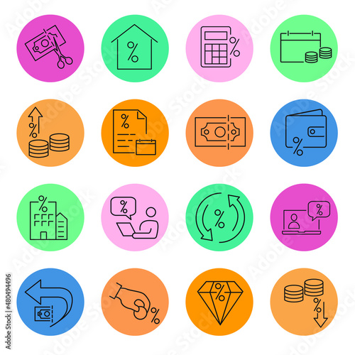 tax icon set . tax symbol pack vector elements for infographic web. with trend color