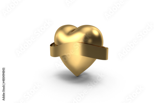 gold heart with banner