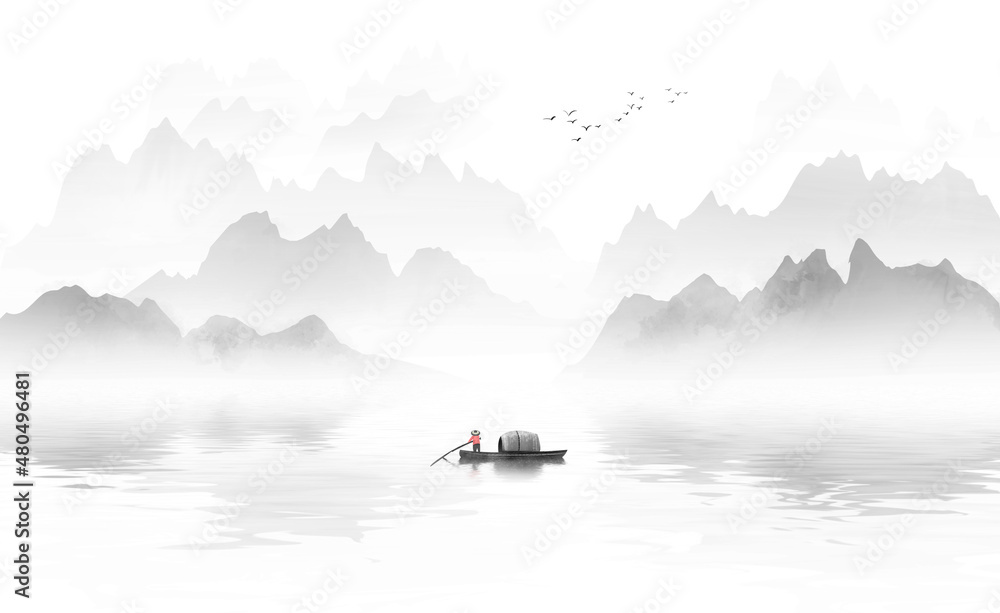 Chinese style ink landscape background Chinese style ink landscape background