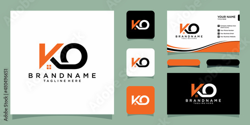 Initial KO home logo icon design vector template photo