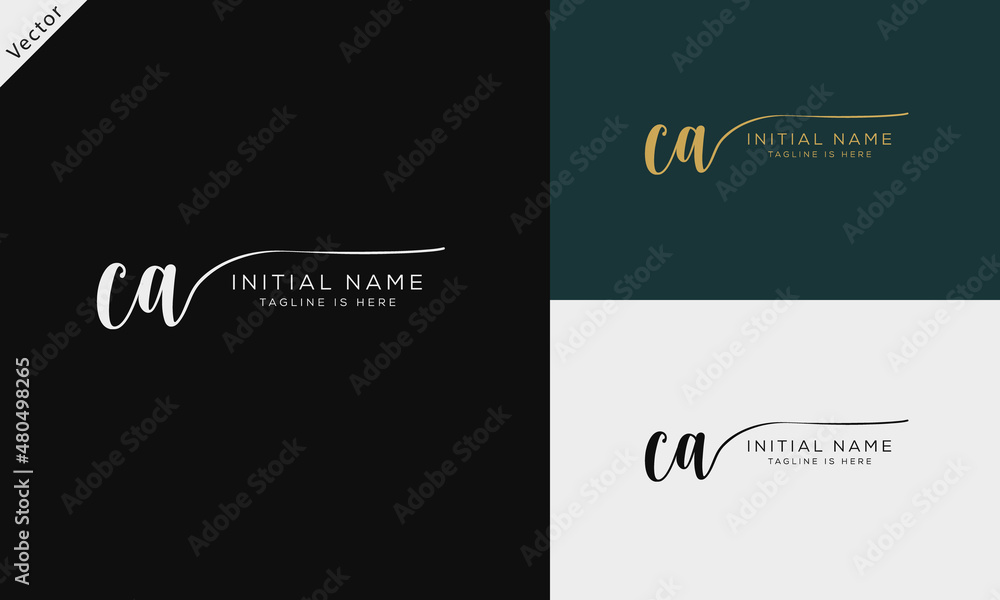 Fototapeta premium CA AC Signature initial logo template vector