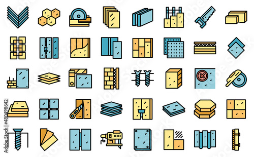 Drywall icons set vector flat