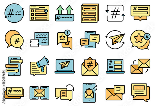 Cross-posting icons set vector flat photo