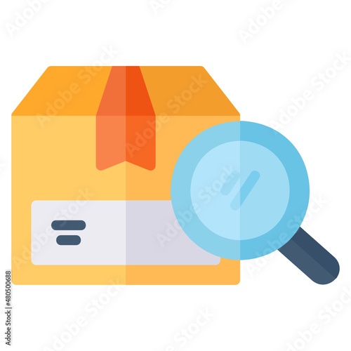 Inspection delivery magnifying box carboard flat icon