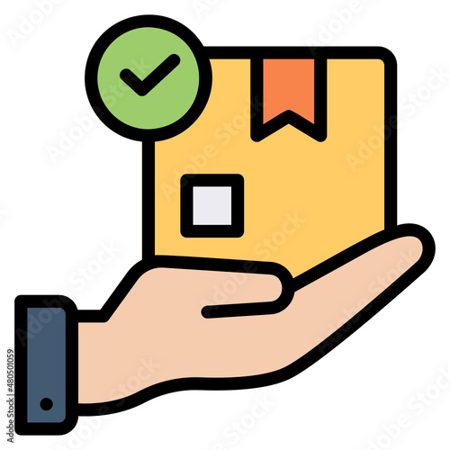 Receive delivery with hand filled line color icon