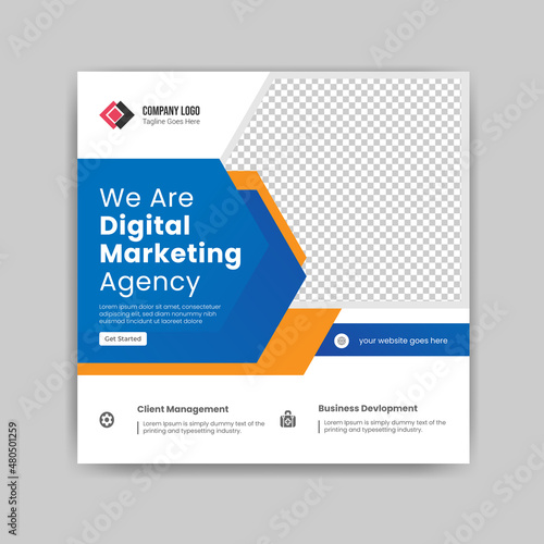 We are digital marketing agency social media marketing post template design vector