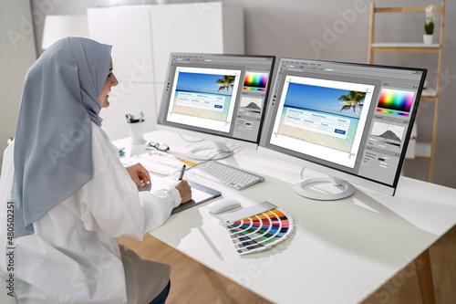 Professional Graphic Designer Woman Working