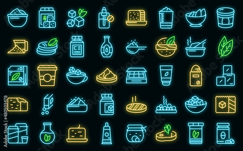 Food substitutes icons set vector neon
