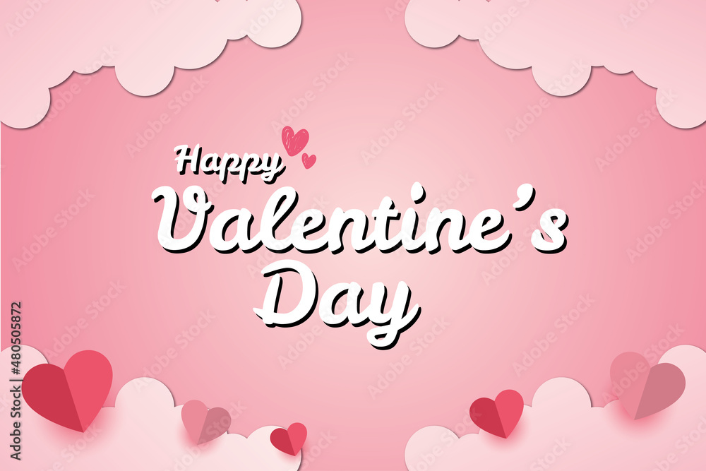 Valentines day concept background Vector illustration red and pink paper hearts origami