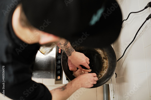 Chef busy at the restaurant kitchen