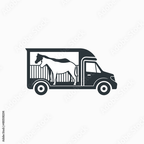 illustration of horse truck, horse truck service, vector art.